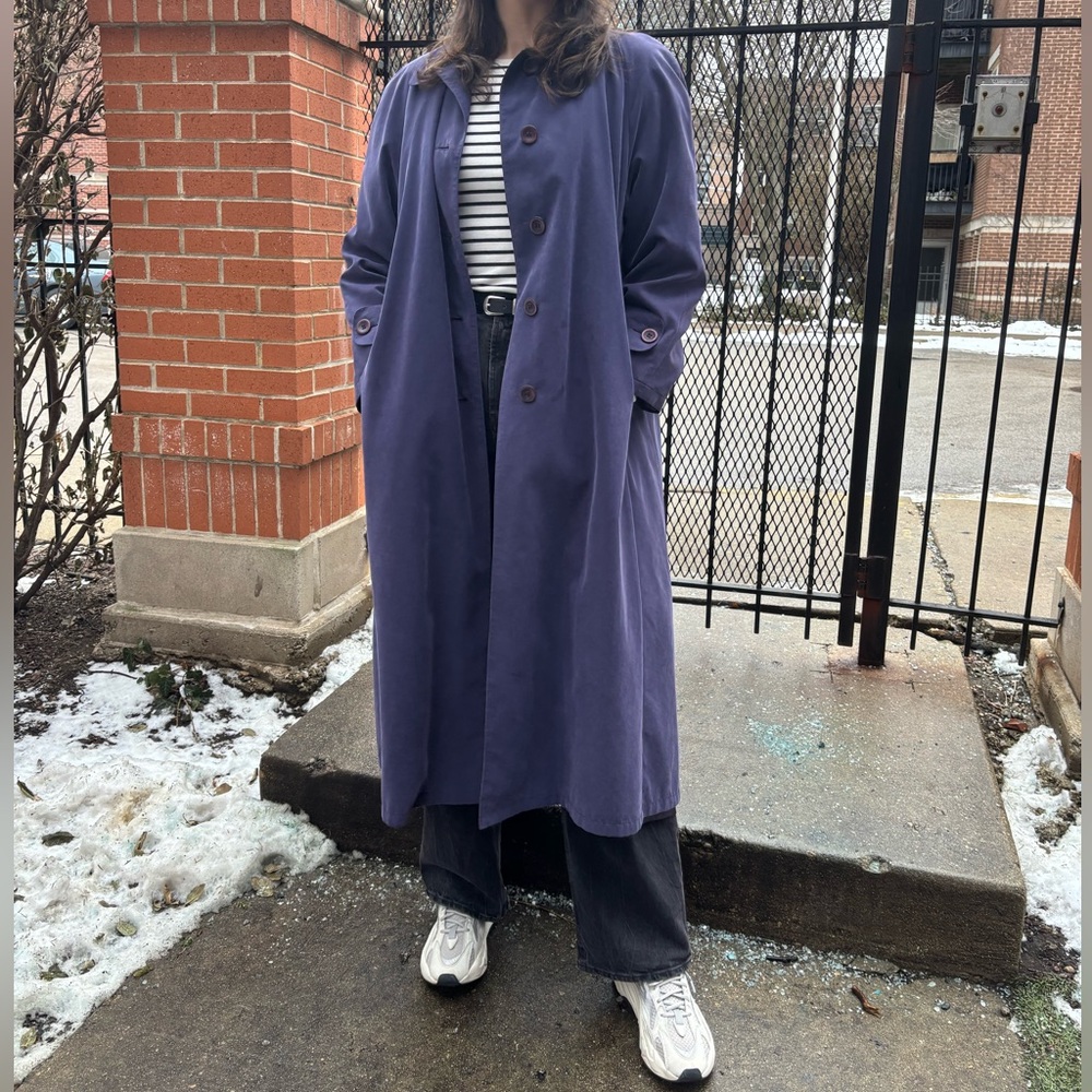 Vintage All Weather Men's Coat with Removable Black Liner Blue Indigo VTG 36R L